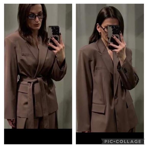 Zara NWT belted brown oversized blazer - Picture 8 of 12